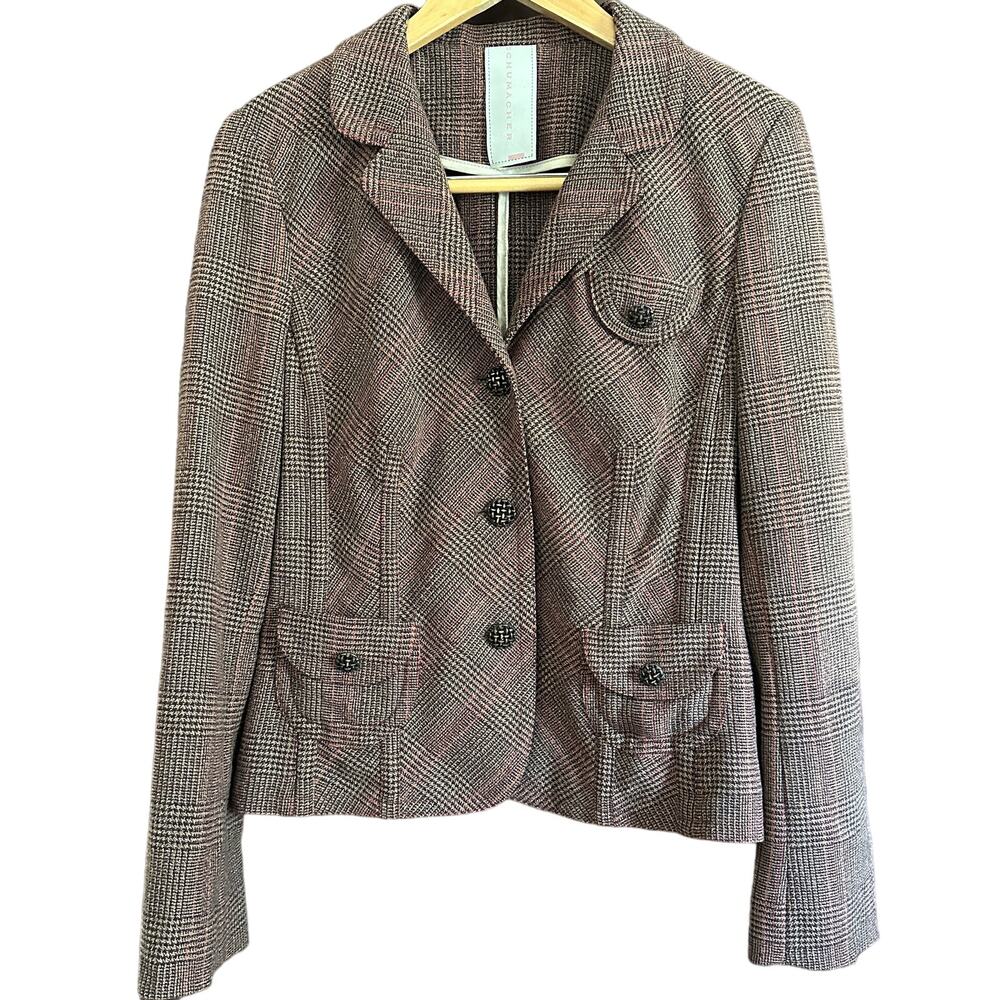 Y2K Vintage Dorothee SCHUMACHER  | Glen Plaid Blazer Dark Academia Riding Large